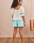 Conjunto de Blusa Bata em Laise Sunny e Short Saia em Sarja Onix com Elastano 78613 Infanti