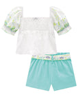 Conjunto de Blusa Bata em Laise Sunny e Short Saia em Sarja Onix com Elastano 78613 Infanti