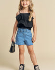 Conjunto de Blusa Boxy Canelado Maui e Viscose com Shorts em Jeans Bellini com Elastano 76125 Infanti