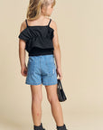 Conjunto de Blusa Boxy Canelado Maui e Viscose com Shorts em Jeans Bellini com Elastano 76125 Infanti