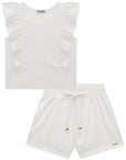 Conjunto de Blusa Boxy com Shorts em Malha Laise 74306 Infanti