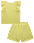 Conjunto de Blusa Boxy com Shorts em Malha Laise 74306 Infanti