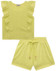 Conjunto de Blusa Boxy com Shorts em Malha Laise 74306 Infanti