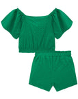 Conjunto de Blusa Boxy e Short Saia em Laise Summer 77379 Infanti