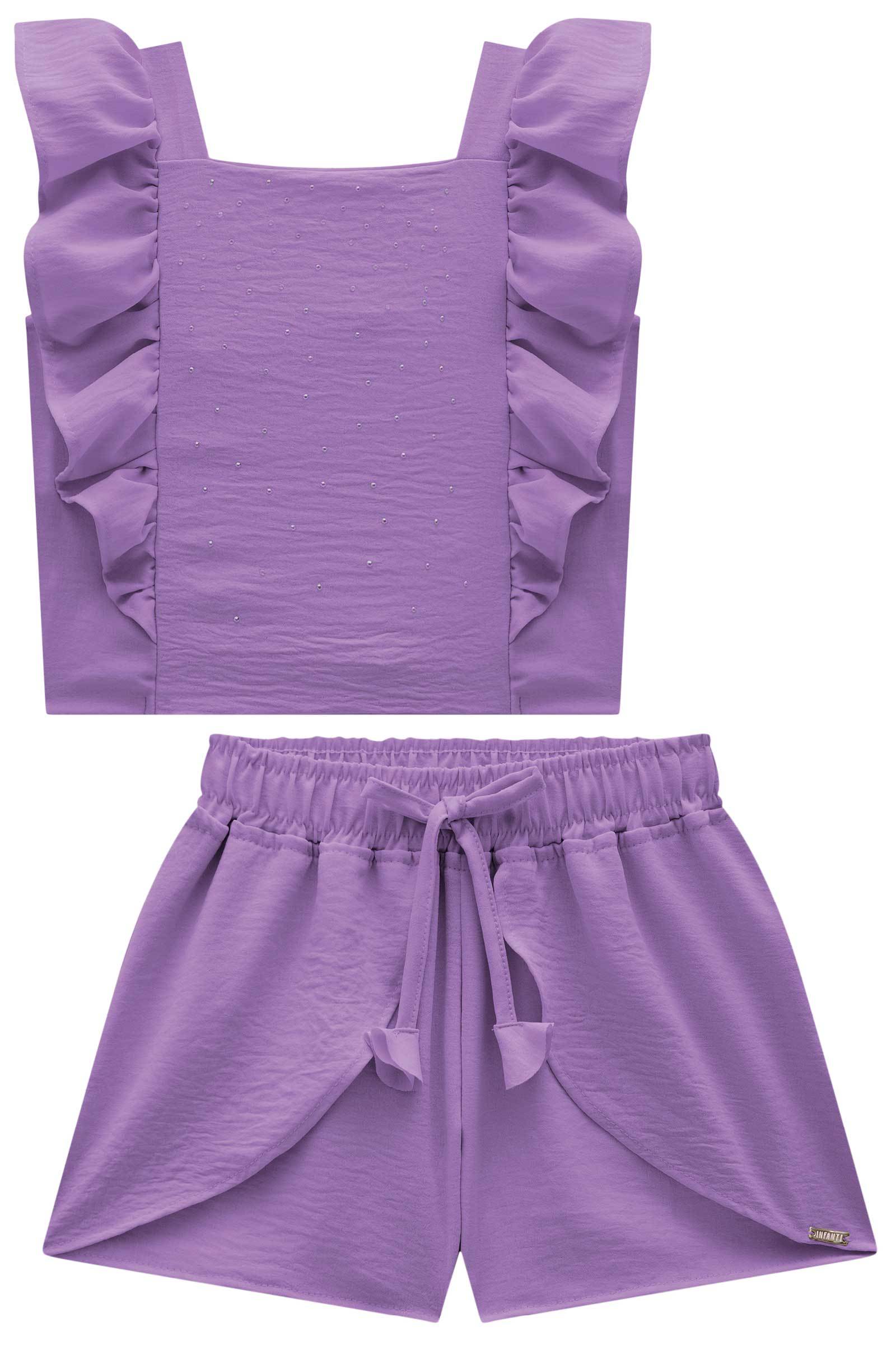 Conjunto de Blusa Boxy e Shorts em Air Flow 76199 Infanti