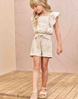 Conjunto de Blusa Boxy e Shorts em Alfaiataria Twill Linen Look 77389 Infanti