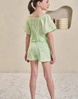 Conjunto de Blusa Boxy e Shorts em Laise Borboleta 84592 Infanti Infantil Menina