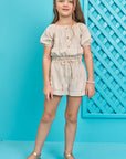 Conjunto de Blusa Boxy e Shorts em Linho Listrado 76869 Infanti