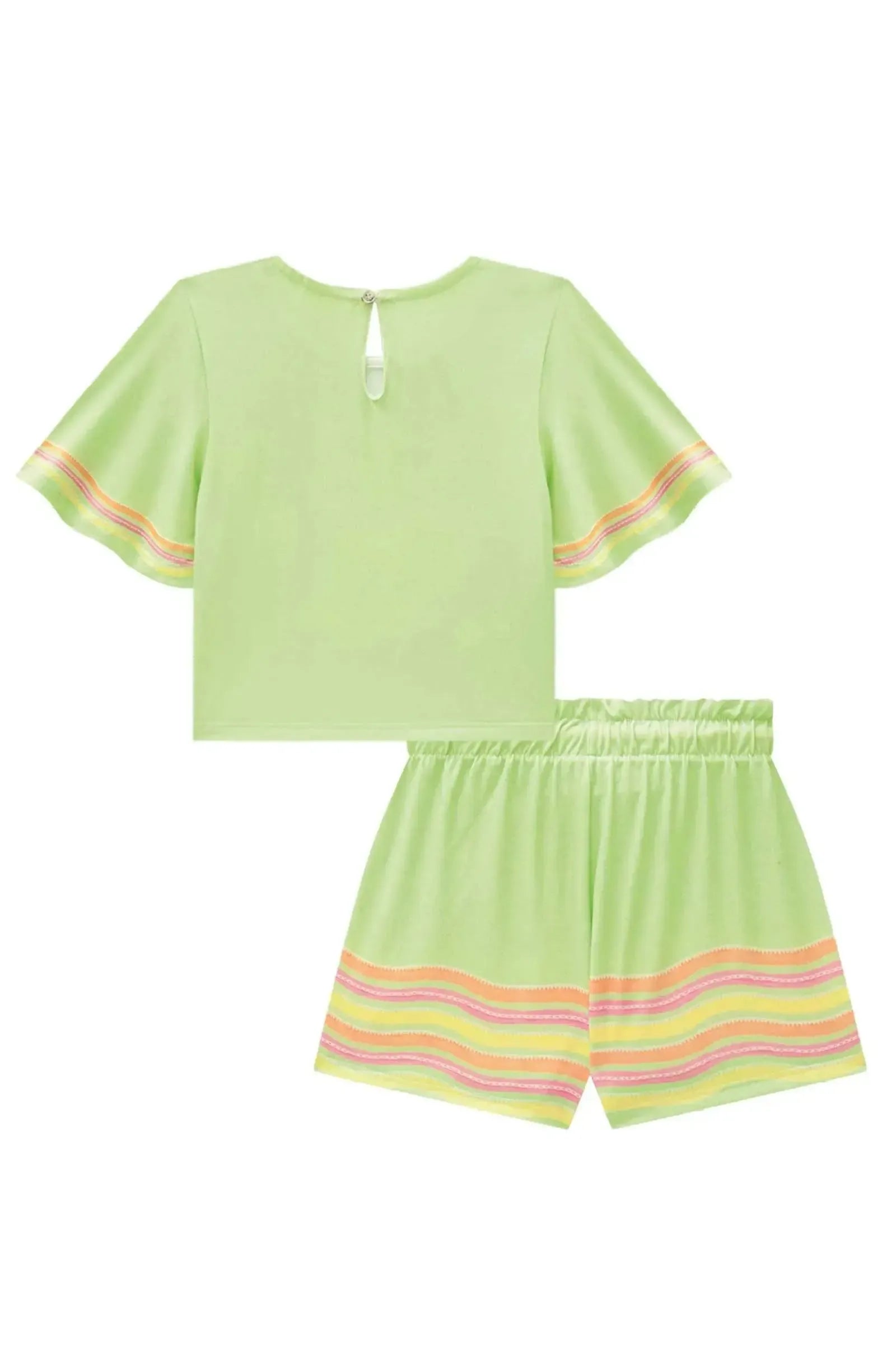 Conjunto de Blusa Boxy e Shorts em Malha Fresh 86517 Infanti Infantil Menina