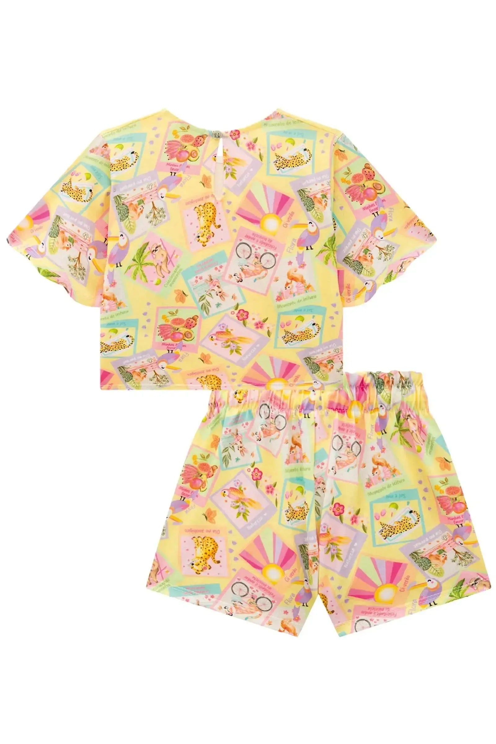 Conjunto de Blusa Boxy e Shorts em Malha Fresh 86824 Infanti Infantil Menina
