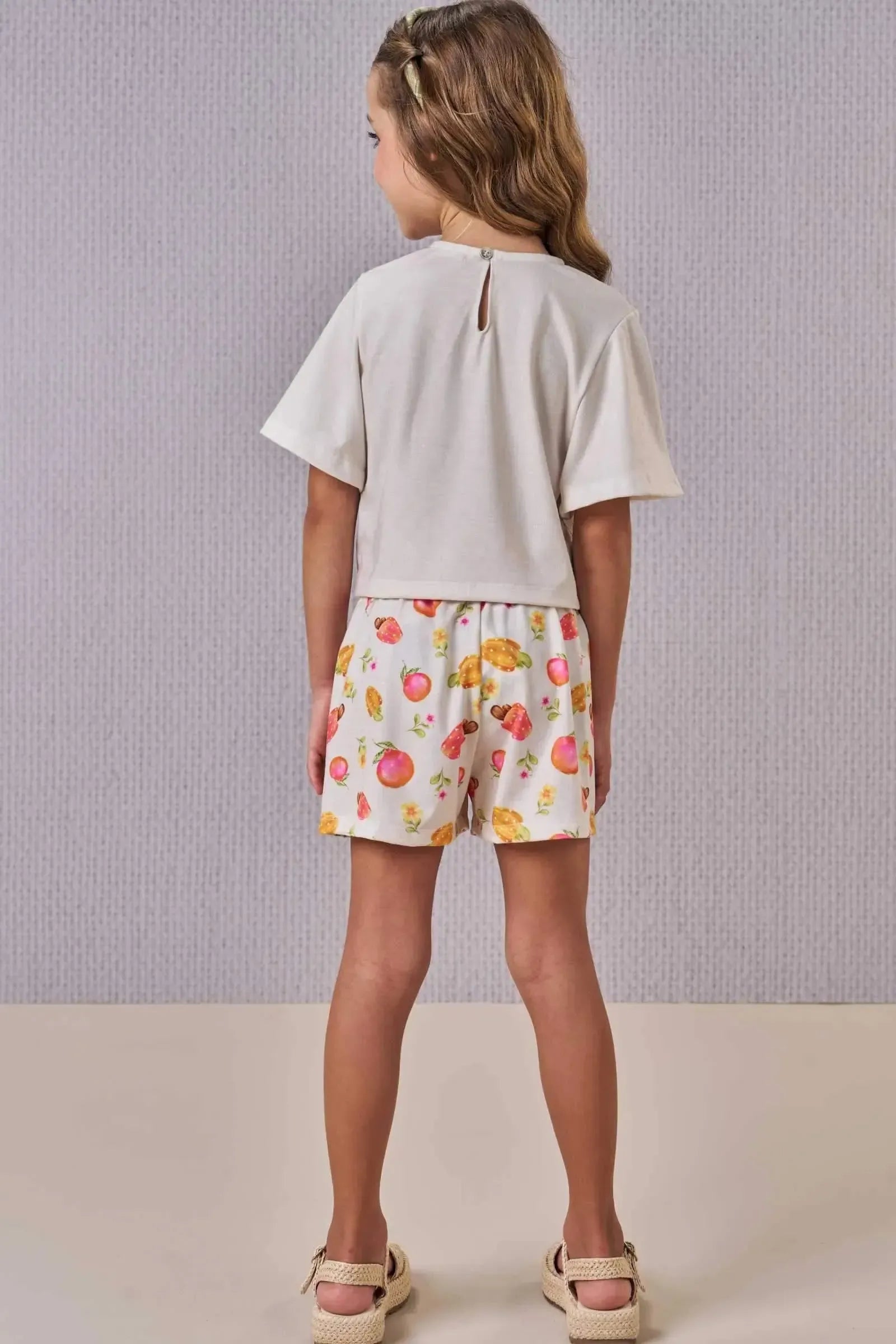 Conjunto de Blusa Boxy e Shorts em Malha Fresh 88910 Infanti Infantil Menina