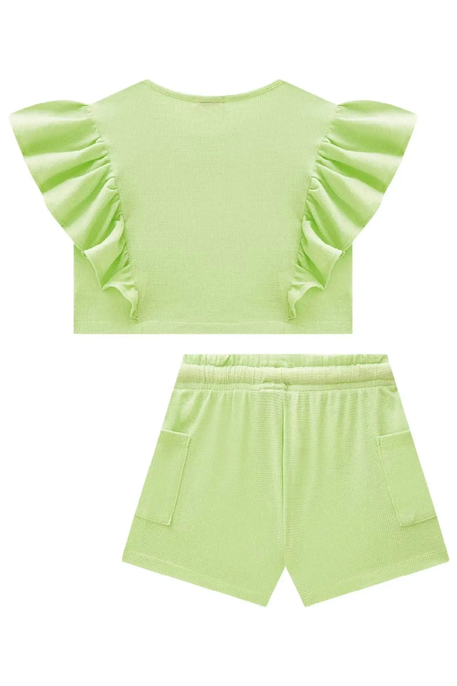 Conjunto de Blusa Boxy e Shorts em Malha Texturizada 88146 Infanti Infantil Menina