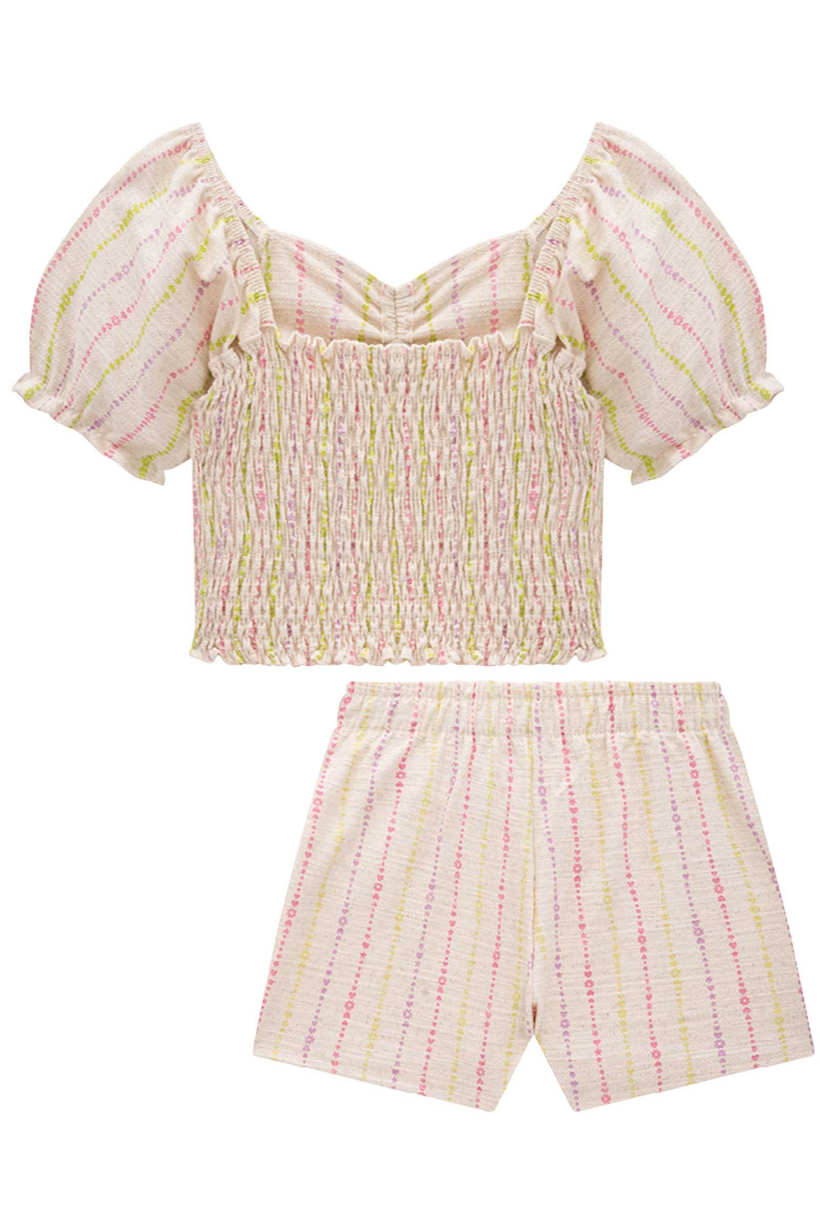 Conjunto de Blusa Boxy e Shorts em Moletinho Textura 75687 Infanti