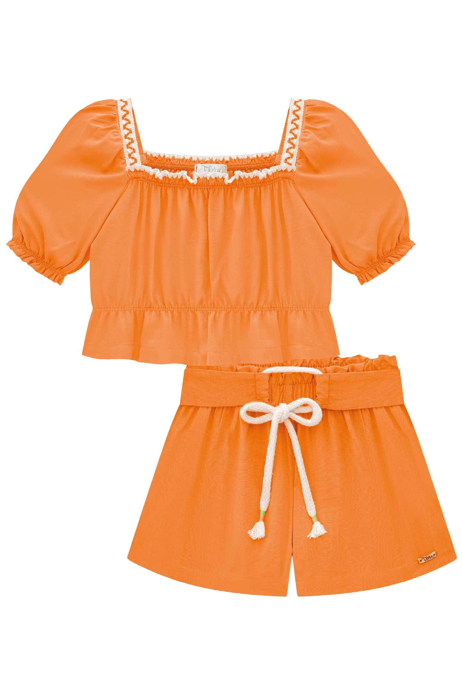 Conjunto de Blusa Boxy e Shorts em Viscose 73733 Infanti