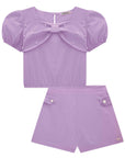 Conjunto de Blusa Boxy e Shorts em Viscose Linho 76210 Infanti