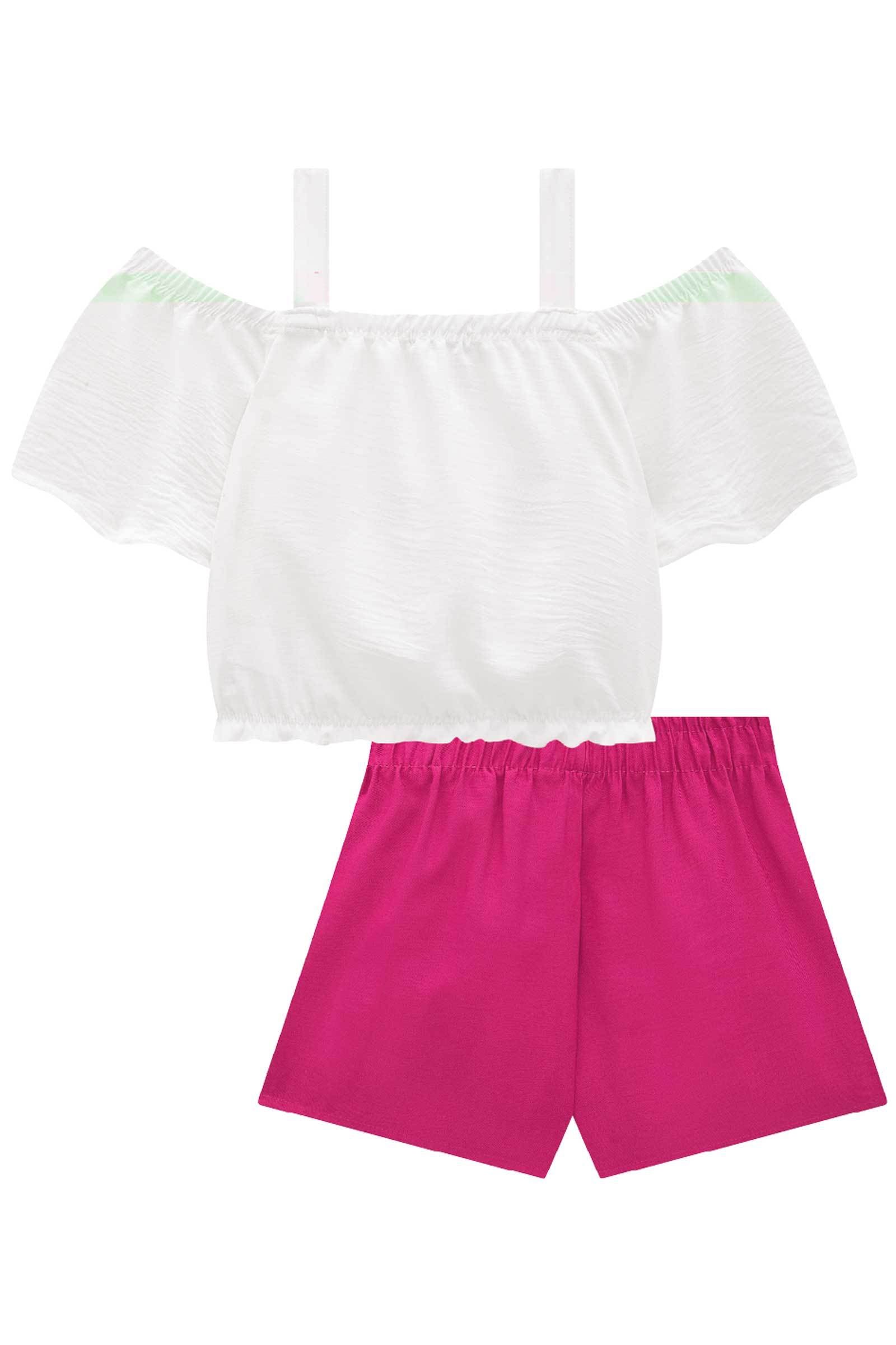 Conjunto de Blusa Boxy em Air Flow com Short Saia em Viscose 76222 Infanti