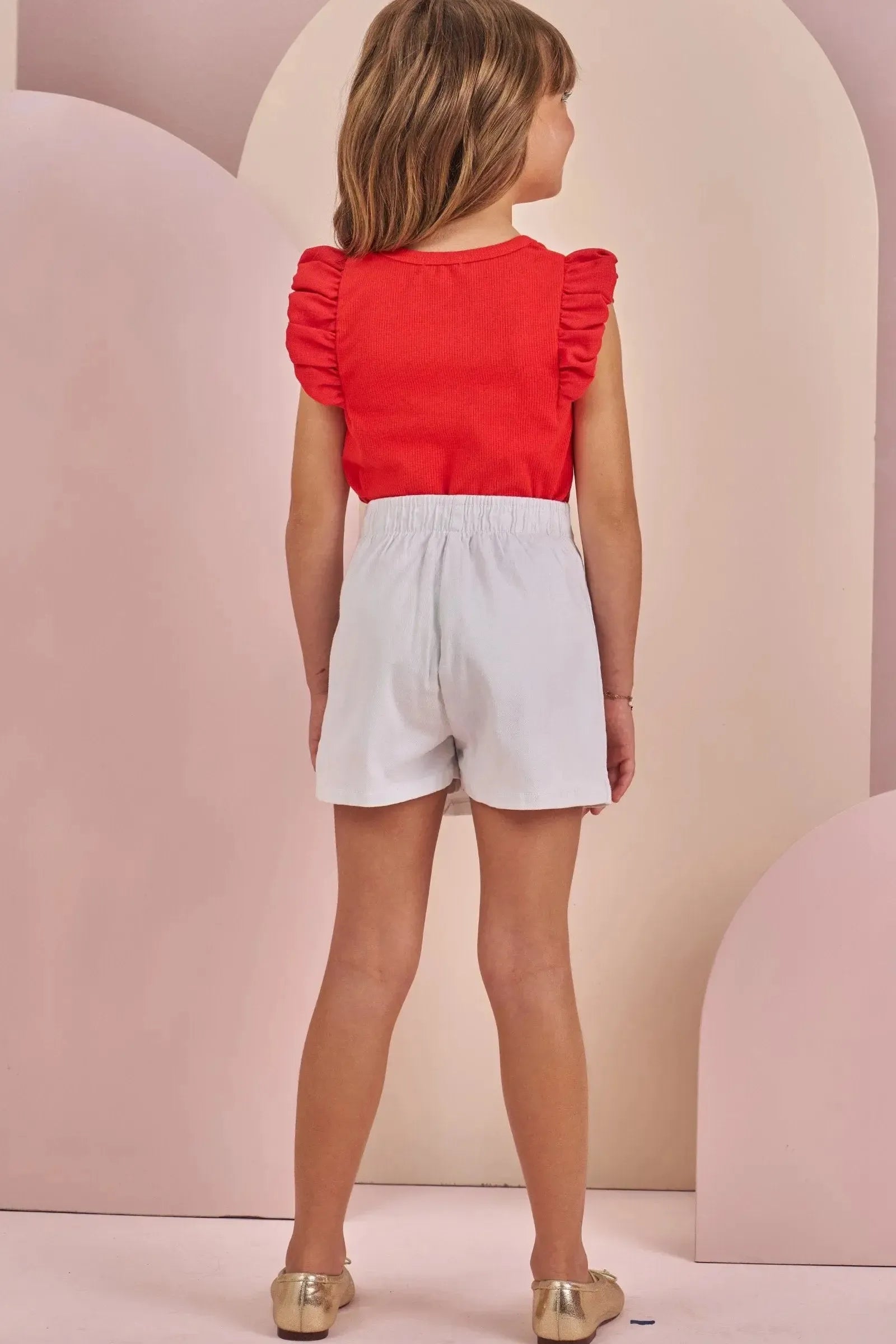 Conjunto de Blusa Boxy em Canelado Liz e Short Saia em Sarja com Elastano 88118 Infanti Infantil Menina