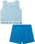 Conjunto de Blusa Boxy em Canelado Maui com Short Saia em Air Flow 76134 Infanti