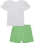 Conjunto de Blusa Boxy em Cotton com Short Saia em Canelado Trançado 75618 Infanti