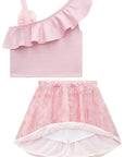 Conjunto de Blusa Boxy em Fly Tech e Saia em Tule Brilho 75048 Infanti