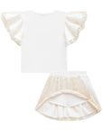 Conjunto de Blusa Boxy em Fly Tech e Tule Borboleta com Saia em Tule Borboleta. 75251 Infanti