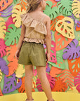 Conjunto de Blusa Boxy em Laise com Shorts em Sarja Onix com Elastano 76396 Infanti