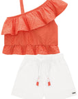 Conjunto de Blusa Boxy em Laise com Shorts em Sarja Onix com Elastano 76396 Infanti