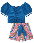 Conjunto de Blusa Boxy em Linho com Shorts em Visco Twill 77052 Infanti