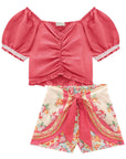 Conjunto de Blusa Boxy em Linho com Shorts em Visco Twill 77052 Infanti