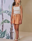 Conjunto de Blusa Boxy em Linho Deluxe e Shorts em Blend de Linho 86529 Infanti Infantil Menina