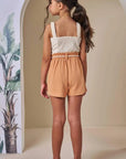Conjunto de Blusa Boxy em Linho Deluxe e Shorts em Blend de Linho 86529 Infanti Infantil Menina