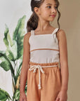 Conjunto de Blusa Boxy em Linho Deluxe e Shorts em Blend de Linho 86529 Infanti Infantil Menina