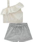 Conjunto de Blusa Boxy em Linho Deluxe e Shorts em Tecido Monterrey 78989 Infanti