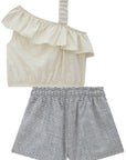 Conjunto de Blusa Boxy em Linho Deluxe e Shorts em Tecido Monterrey 78989 Infanti