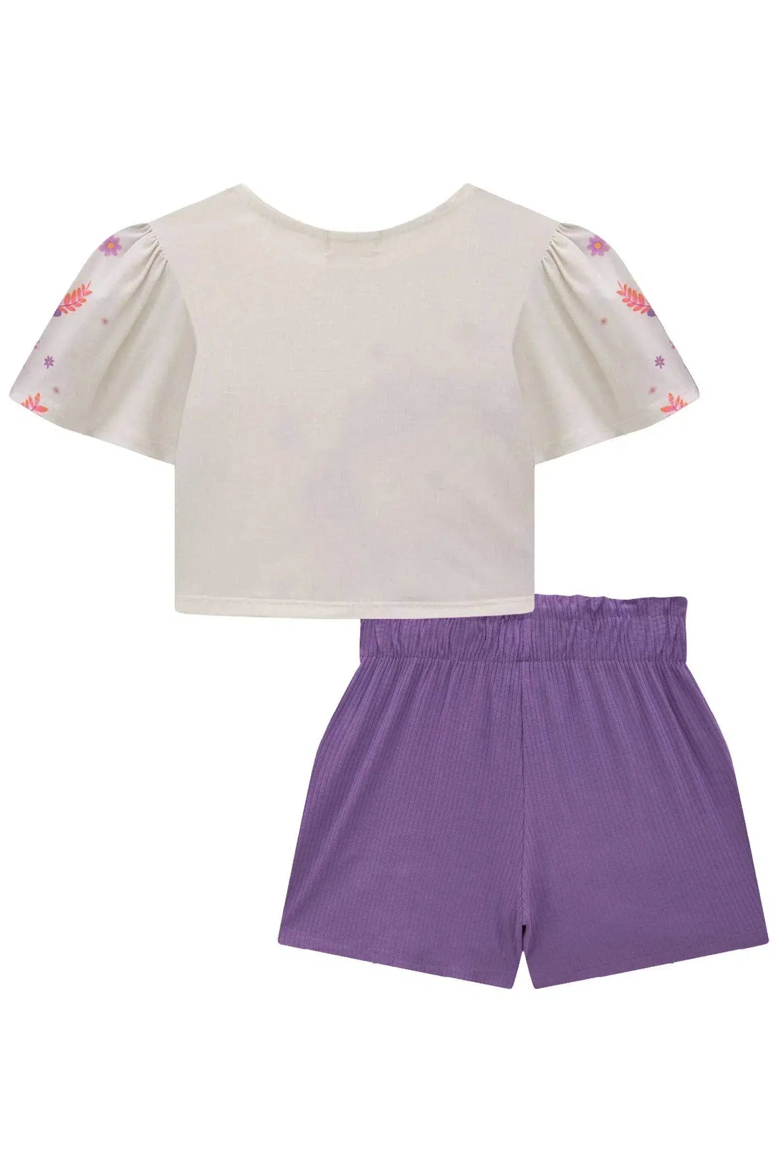 Conjunto de Blusa Boxy em Malha Fresh com Short Saia em Canelado Maui 81525 Infanti