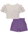 Conjunto de Blusa Boxy em Malha Fresh com Short Saia em Canelado Maui 81525 Infanti