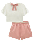Conjunto de Blusa Boxy em Malha Fresh com Short Saia em Cotton Jeans 93389 Infanti Infantil Menina