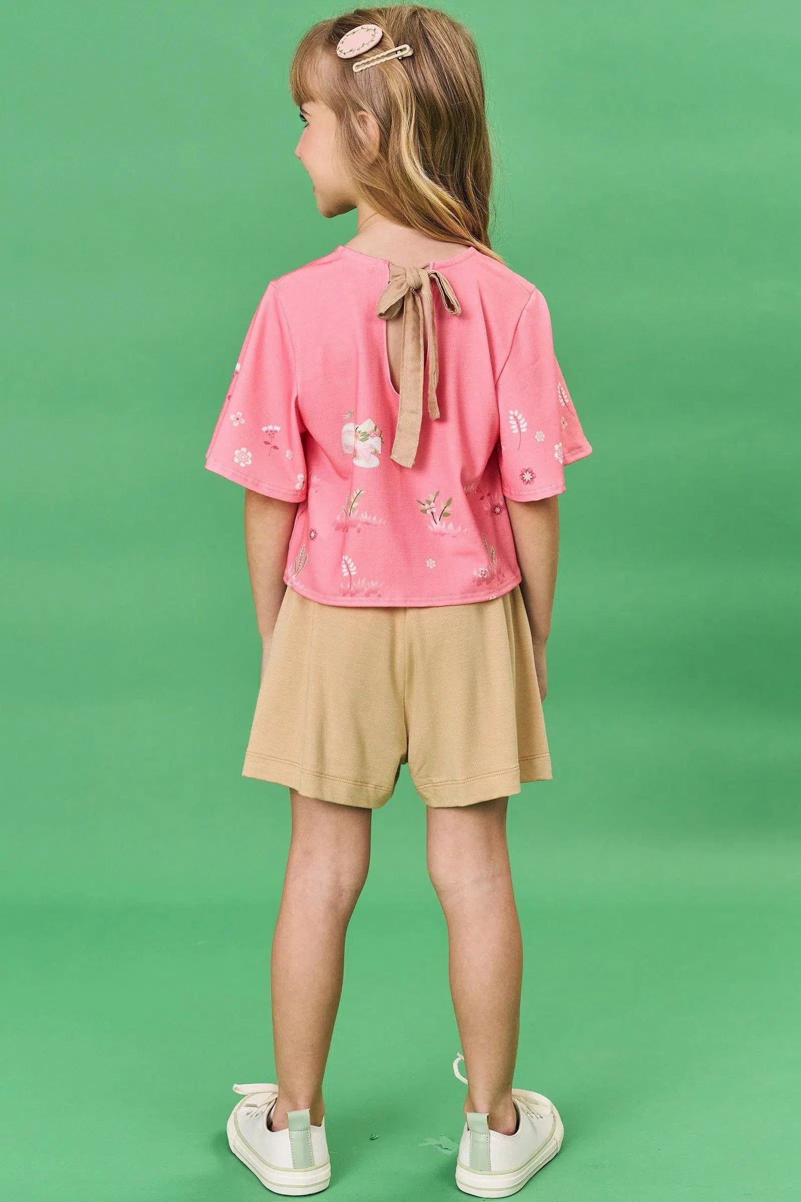 Conjunto de Blusa Boxy em Malha Fresh com Shorts em Molevisco 81492 Infanti