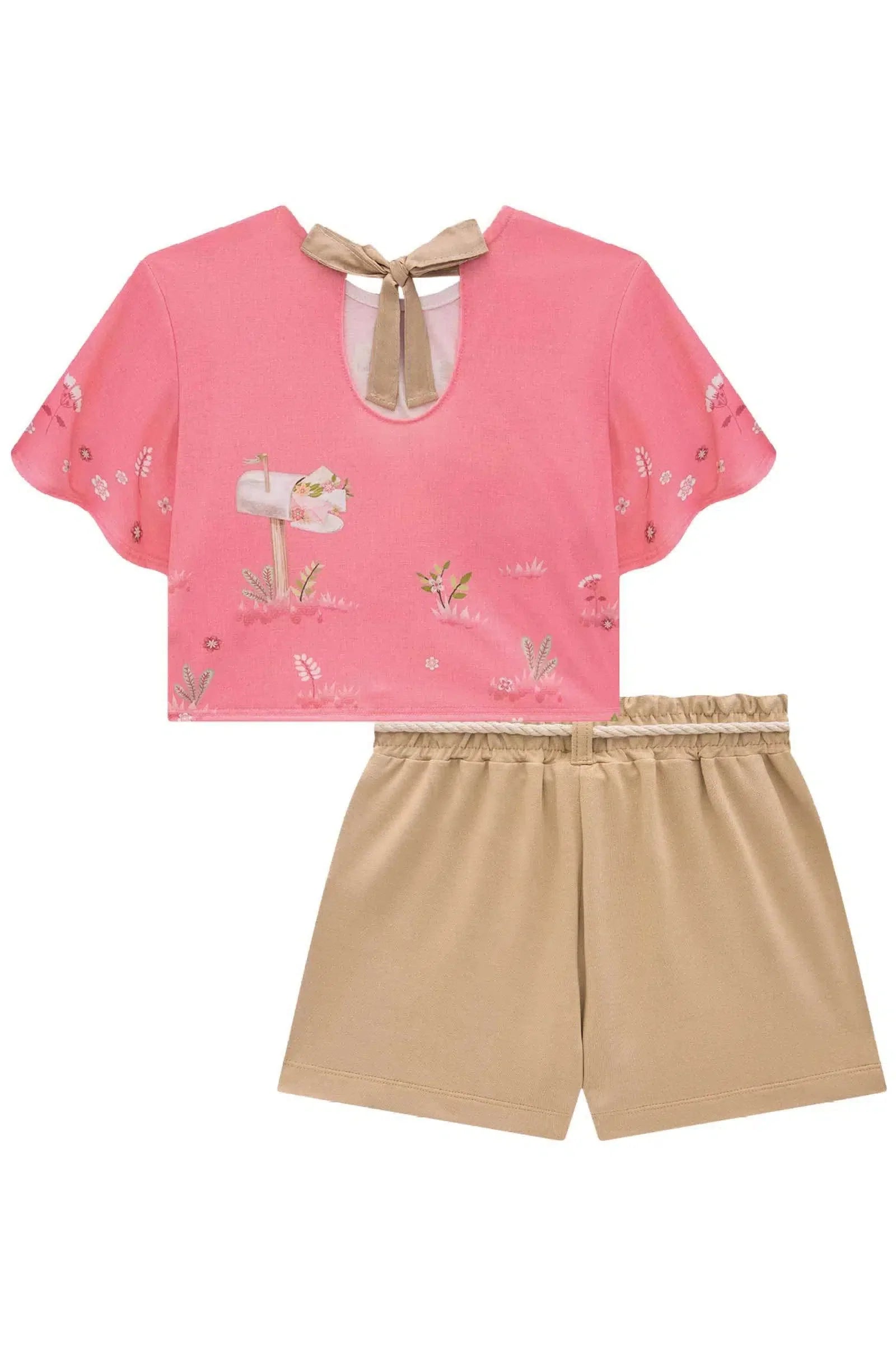 Conjunto de Blusa Boxy em Malha Fresh com Shorts em Molevisco 81492 Infanti