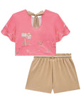 Conjunto de Blusa Boxy em Malha Fresh com Shorts em Molevisco 81492 Infanti