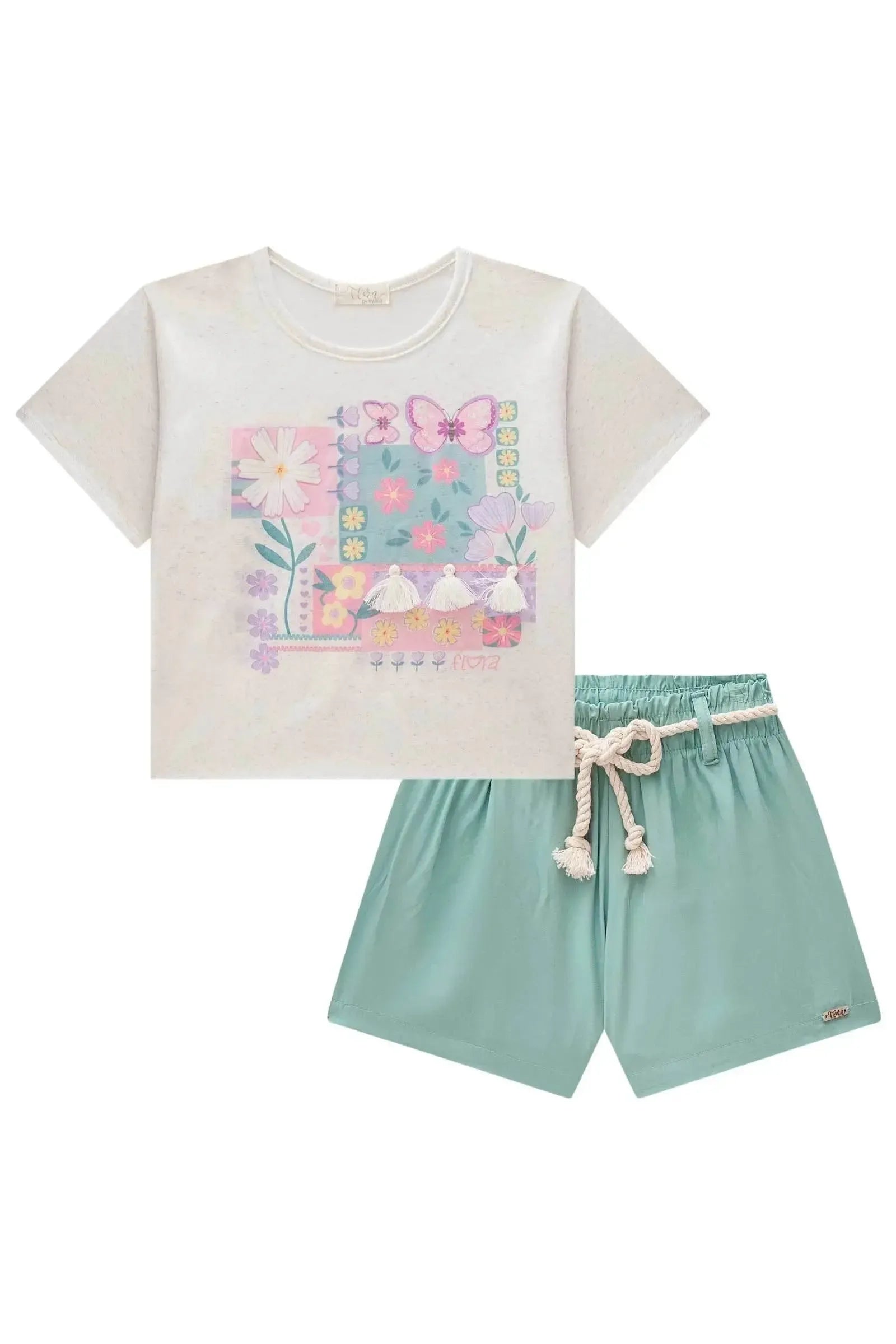 Conjunto de Blusa Boxy em Malha Fresh com Shorts em Viscose 86194 Infanti Infantil Menina