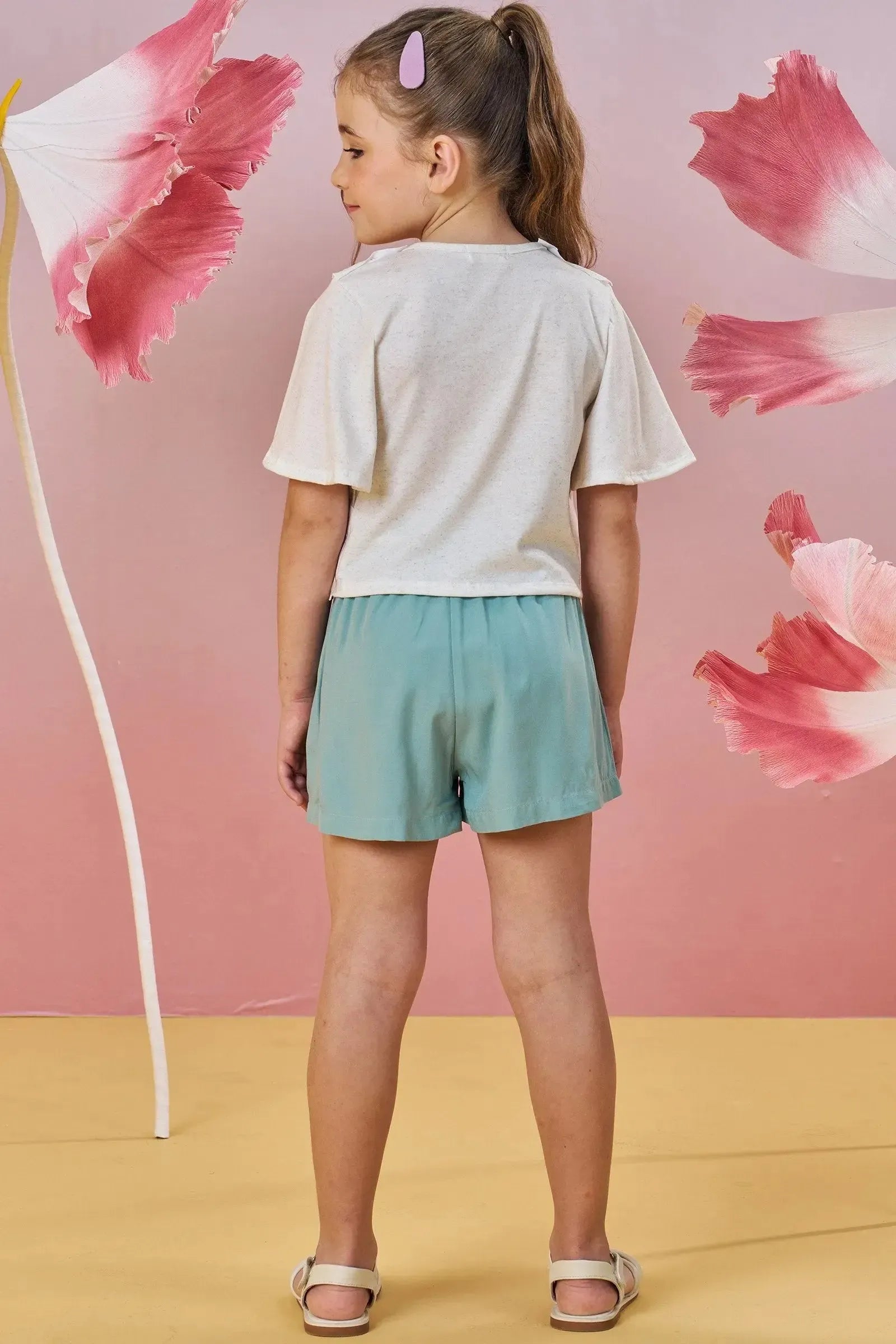 Conjunto de Blusa Boxy em Malha Fresh com Shorts em Viscose 86194 Infanti Infantil Menina