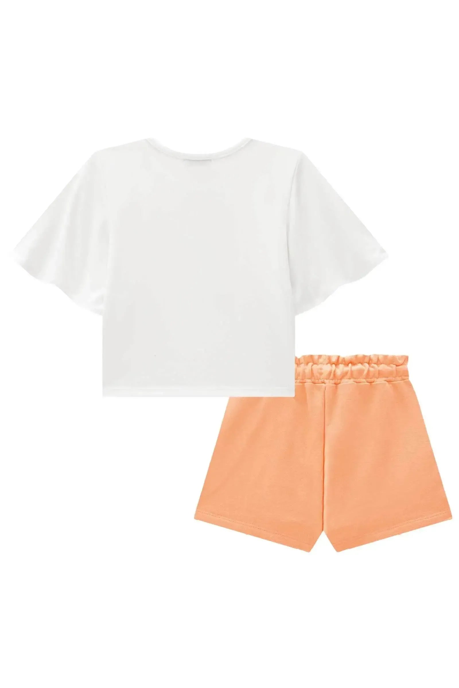 Conjunto de Blusa Boxy em Malha Power e Short Saia em Moletom sem Pelúcia 86915 Infanti Infantil Menina
