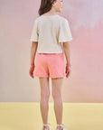 Conjunto de Blusa Boxy em Malha Power e Shorts em Moletom sem Pelúcia 85254 Infanti Infantil Menina