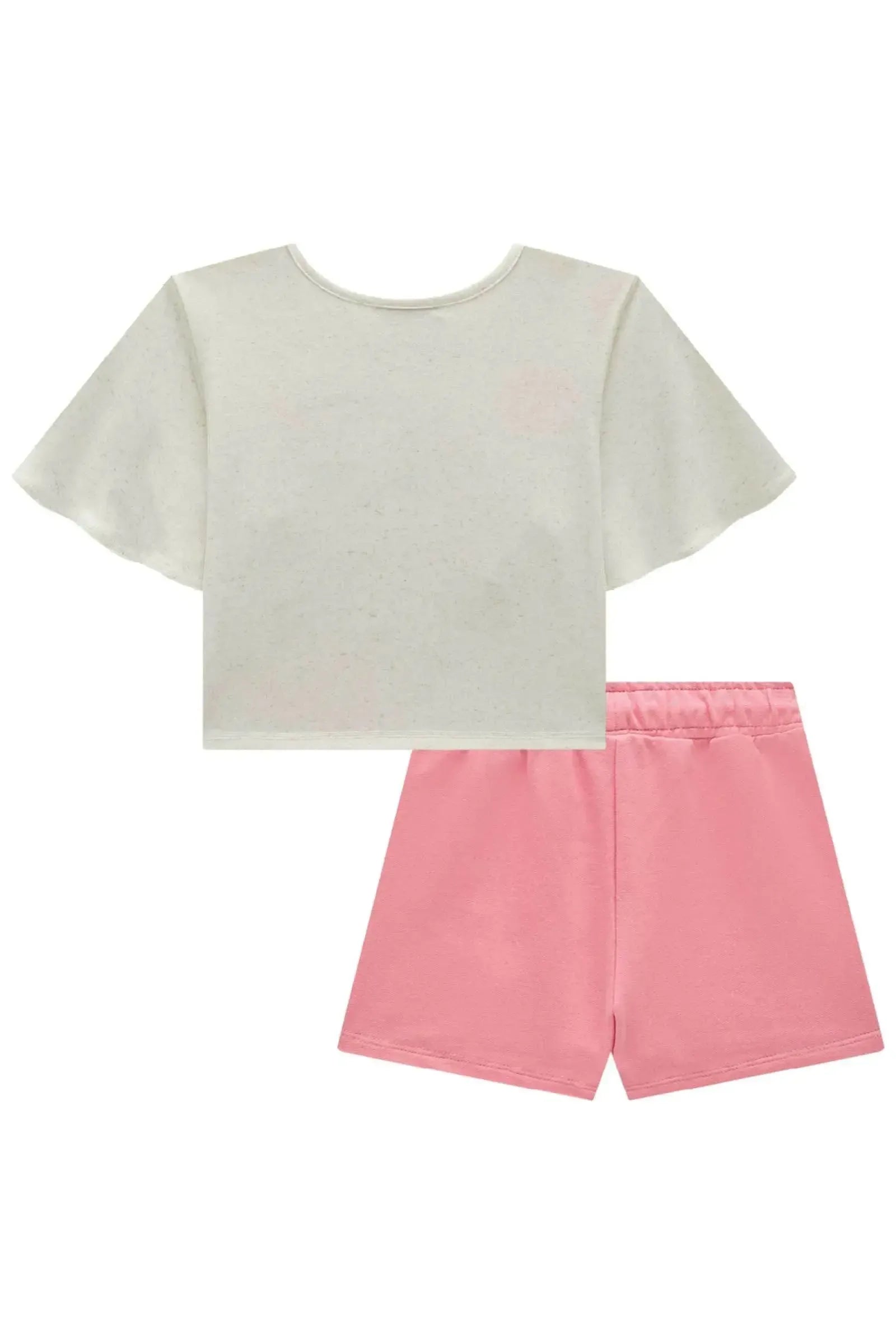 Conjunto de Blusa Boxy em Malha Power e Shorts em Moletom sem Pelúcia 85254 Infanti Infantil Menina