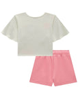 Conjunto de Blusa Boxy em Malha Power e Shorts em Moletom sem Pelúcia 85254 Infanti Infantil Menina
