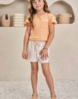 Conjunto de Blusa Boxy em Malha Textura e Shorts em Molecotton 84877 Infanti Infantil Menina