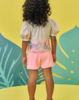 Conjunto de Blusa Boxy em Malha Wave com Shorts em Canelado Trançado 74935 Infanti