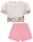 Conjunto de Blusa Boxy em Malha Wave com Shorts em Canelado Trançado 74935 Infanti