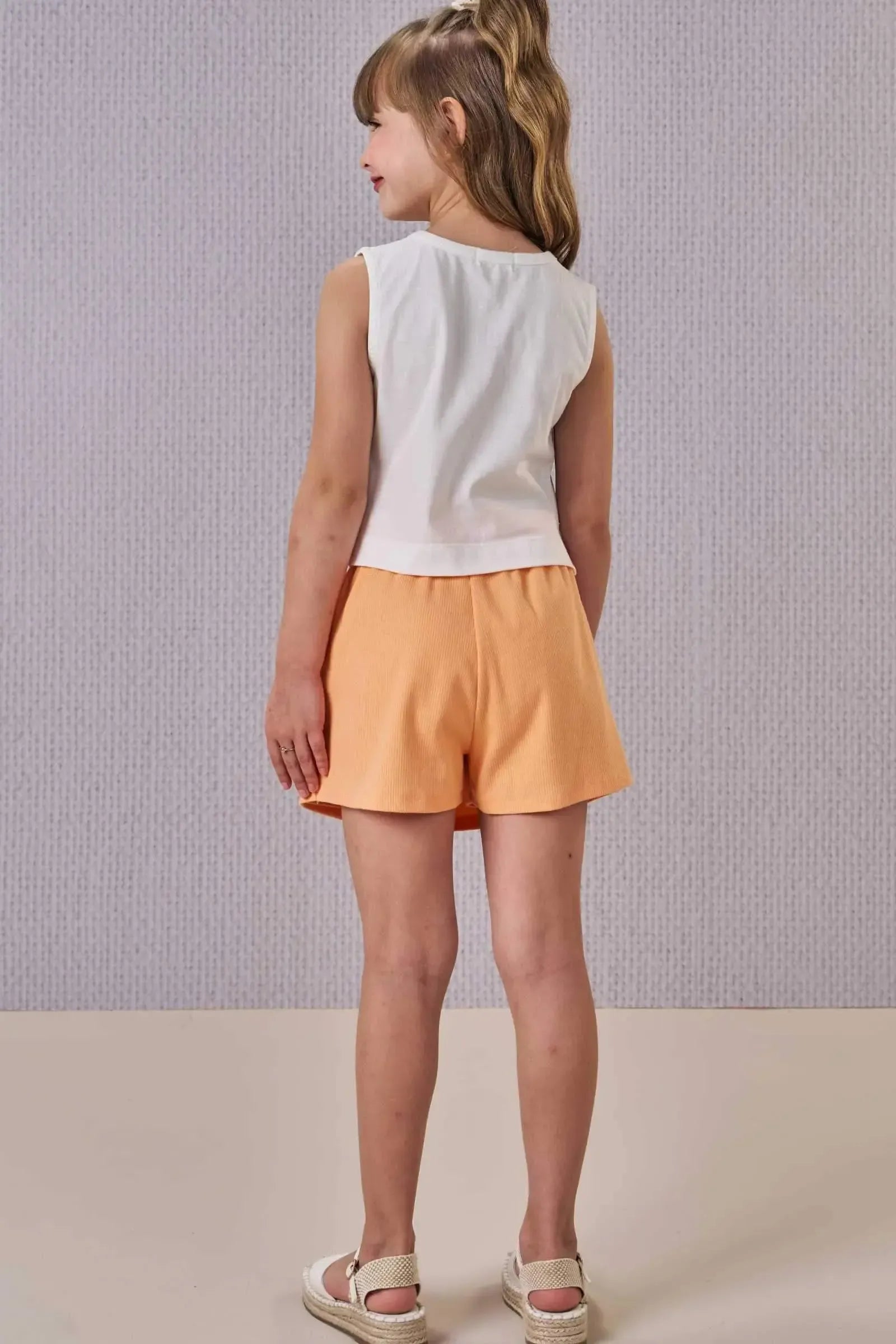 Conjunto de Blusa Boxy em Meia Malha com Short Saia em Canelado Liz 88114 Infanti Infantil Menina